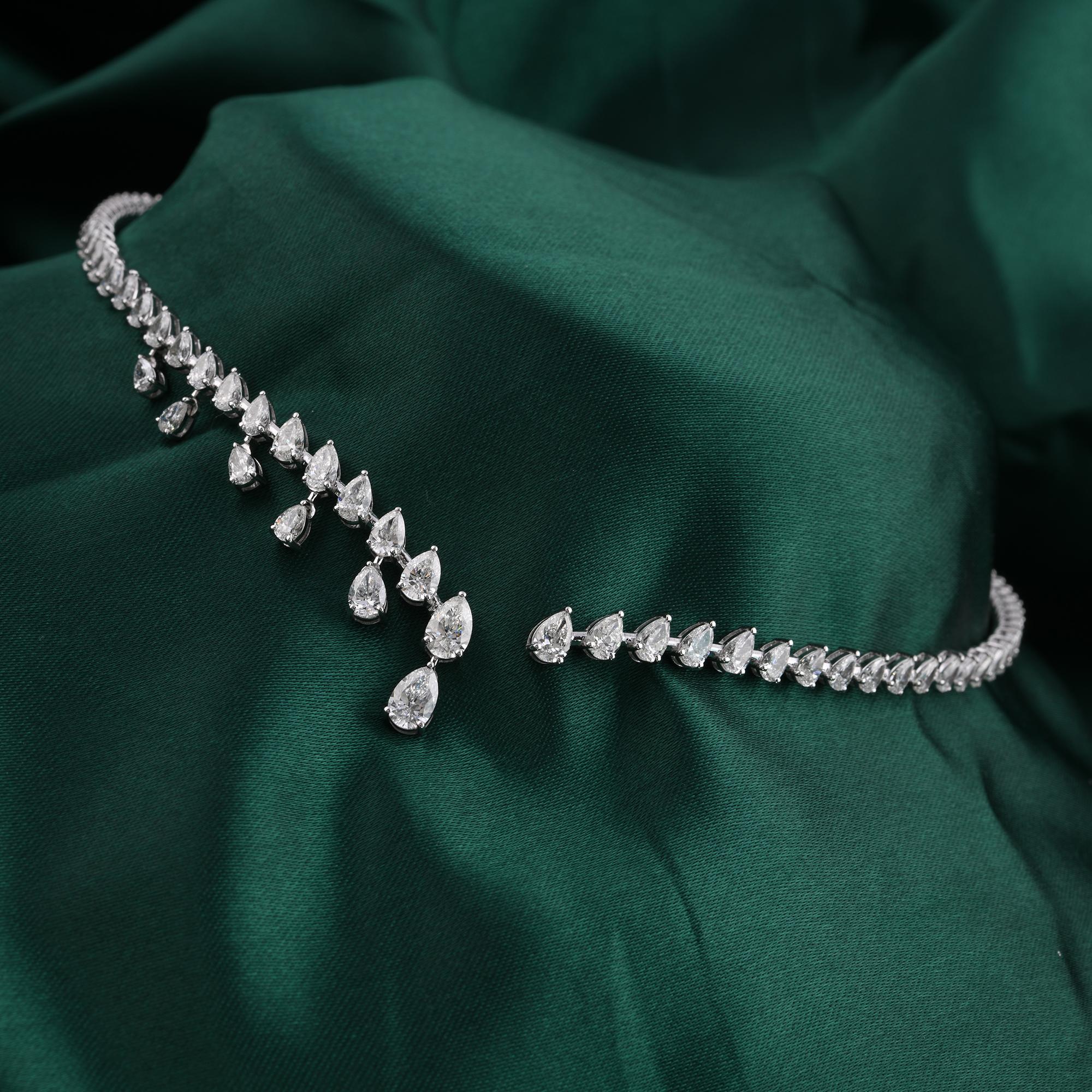 Taglio a goccia Collana con diamanti a goccia fatta a mano da 6,75 carati SI/H in oro bianco 18 carati in vendita