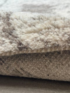 Handmade 8x10 Plush Moroccan Area Rug Beige and Brown Diamond Pattern