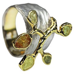 Handmade 925 Sterling Silver Astrala Chrysoberyl Ring with Gold and White