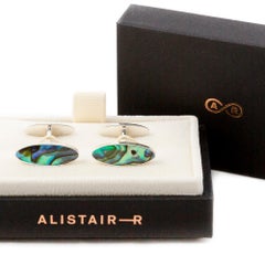 Handmade Cufflinks, Abalone Pearl set in Sterling Silver