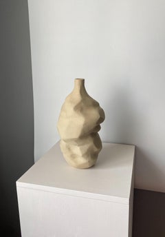 Handmade Abstract Hygge Decor White Ceramic Sculptural Vase by Maku Ceramic