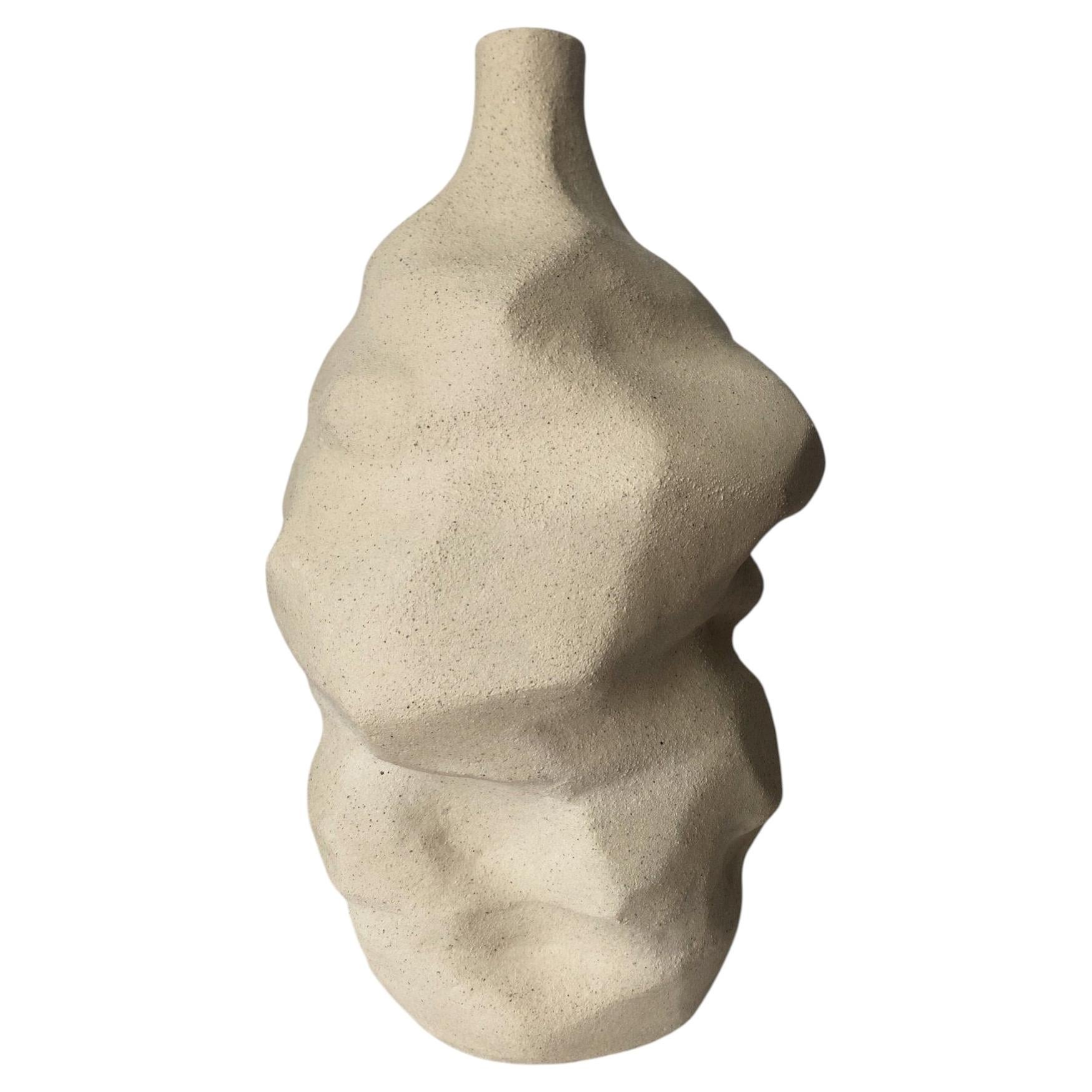 Handmade Abstract Hygge Decor White Ceramic Sculptural Vase by Maku Ceramic