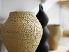 Handmade Abstract Sculptural White Ceramic Medium Vase by Maku Ceramic