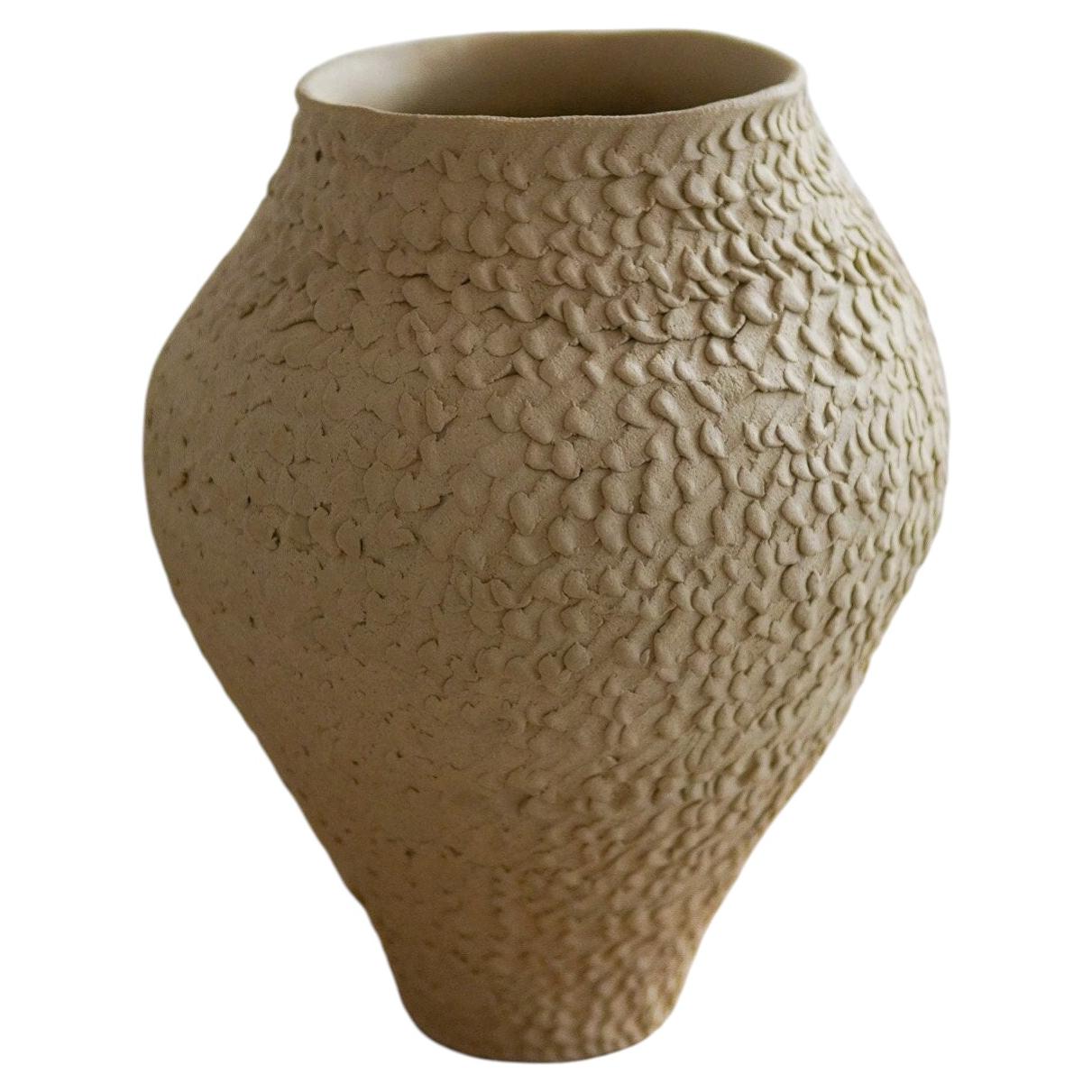 Handmade Abstract Sculptural White Ceramic Medium Vase by Maku Ceramic For Sale