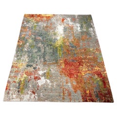 Tapis tibétain abstrait fait à la main
