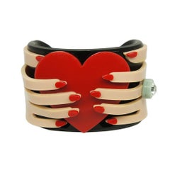 Handmade Acrylic Bracelet Hands & Heart