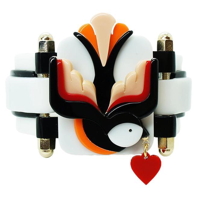 Handmade Acrylic Bracelet Swallow / Orange For Sale
