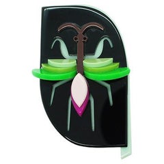 Handmade Acrylic Brooch Mantis / Black