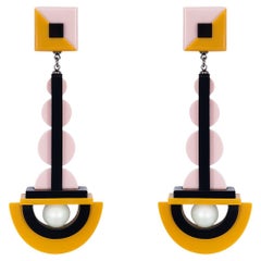 Handmade Acrylic Earring Drops / Mustard
