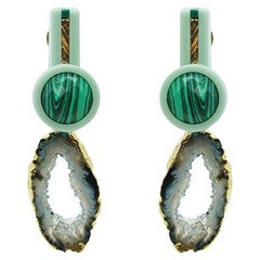 Handmade Acrylic Earring Geodo / Green