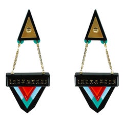 Handmade Acrylic Earring Kuntur / Turquoise Green