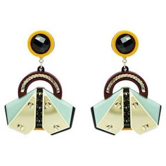 Handmade Acrylic Earring Papaloti / Mustard