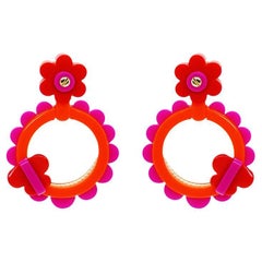 Handgefertigter Acryl-Ohrring Sonnenblume / Rosa