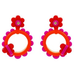Handmade Acrylic Earring Sunflower / Pink