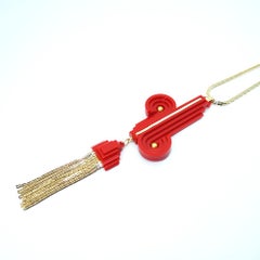 Handmade Acrylic Pendant Necklace Verner / Red