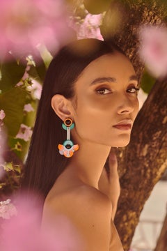 Handmade Acrylic Petunia Earring / Orange