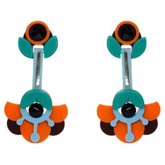 Handmade Acrylic Petunia Earring / Orange