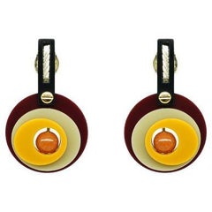Handmade Acrylic Shor Earring Orbits / Mustard