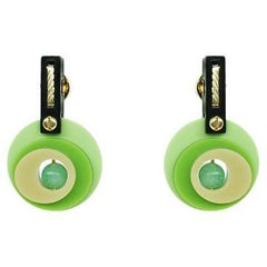 Handmade Acrylic Short Earring Orbits / Green