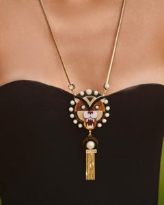 Handmade Acrylic Tiger Necklace / Caramel