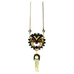 Handmade Acrylic Tiger Necklace / Caramel