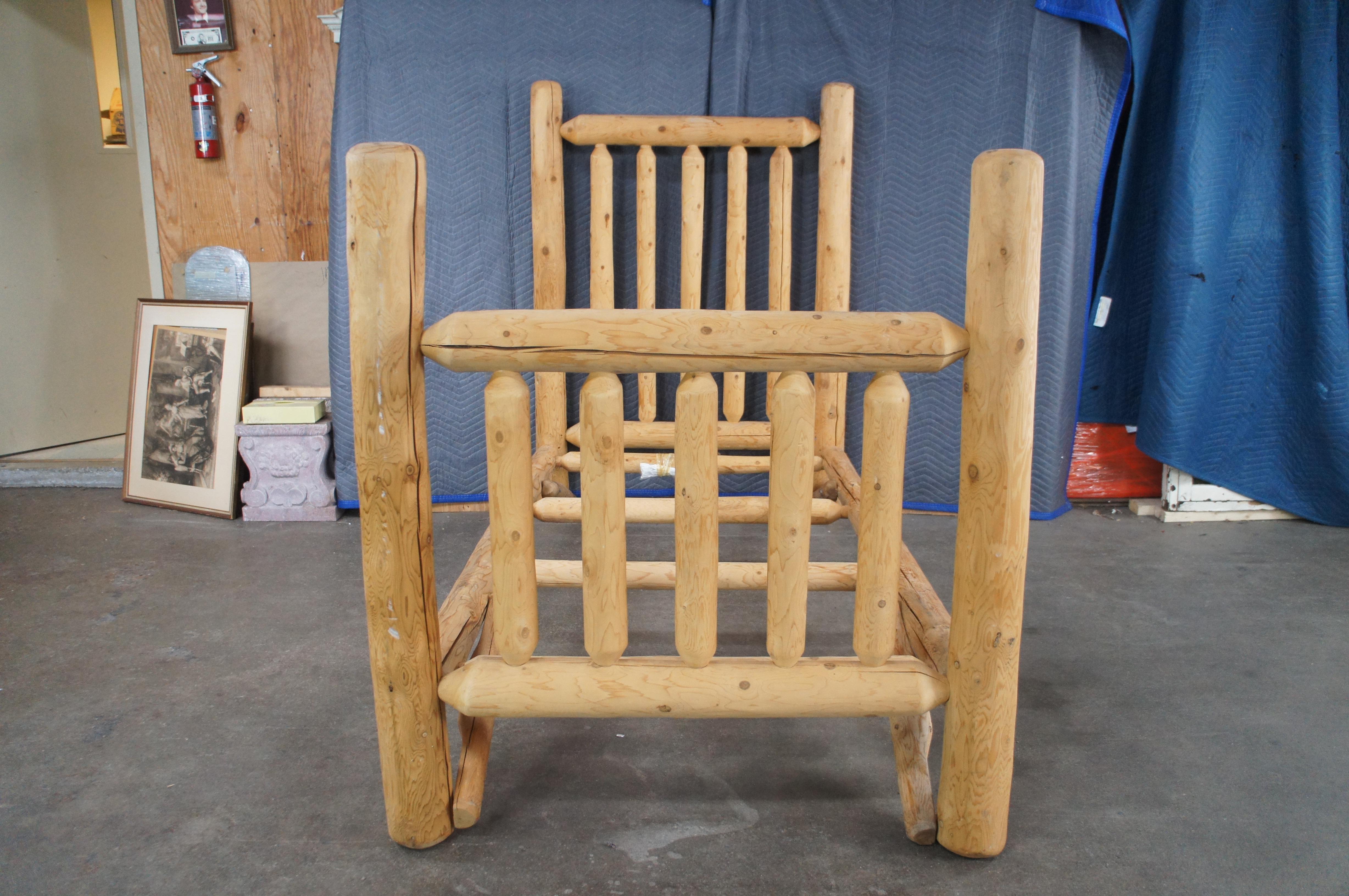 20ième siècle Lit à deux places en rondins de pin Wood Lodge Cabine Southwestern Style Adirondack fait à la main en vente