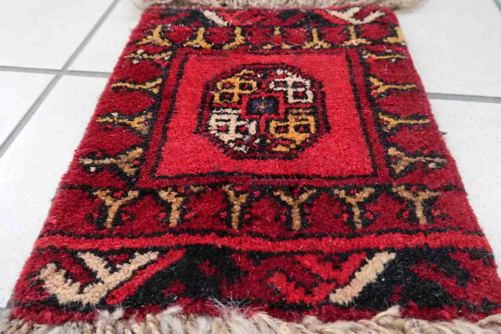 Hand-Knotted Handmade Afghan Vintage Ersari Mat, 1970s, 1C969 For Sale