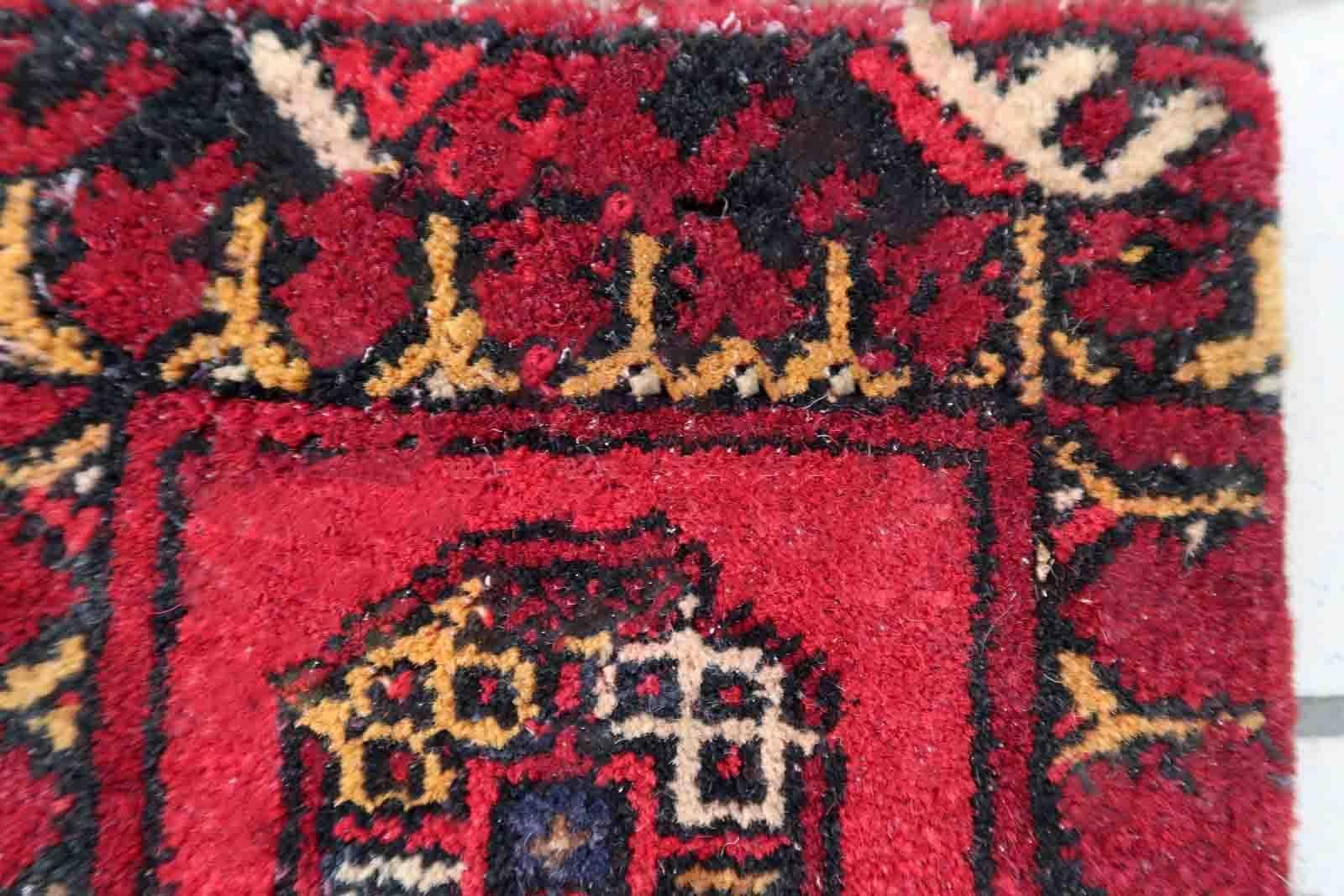 Wool Handmade Afghan Vintage Ersari Mat, 1970s, 1C969 For Sale