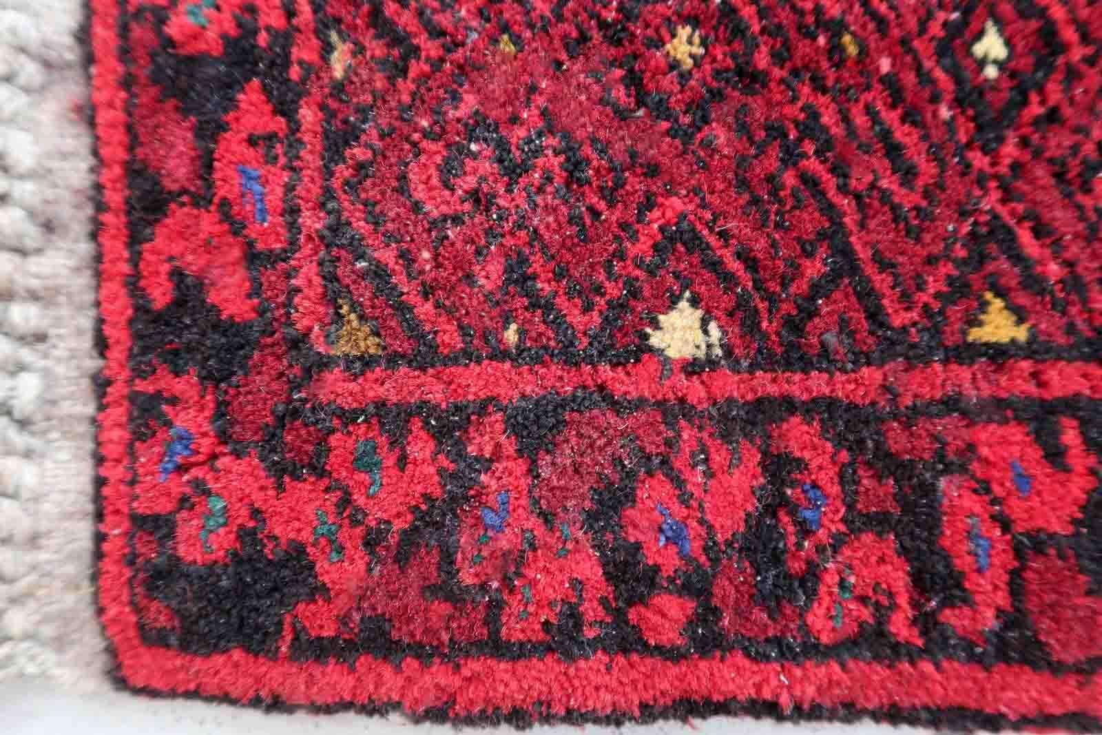 Wool Handmade Afghan Vintage Ersari Mat, 1970s, 1C970 For Sale