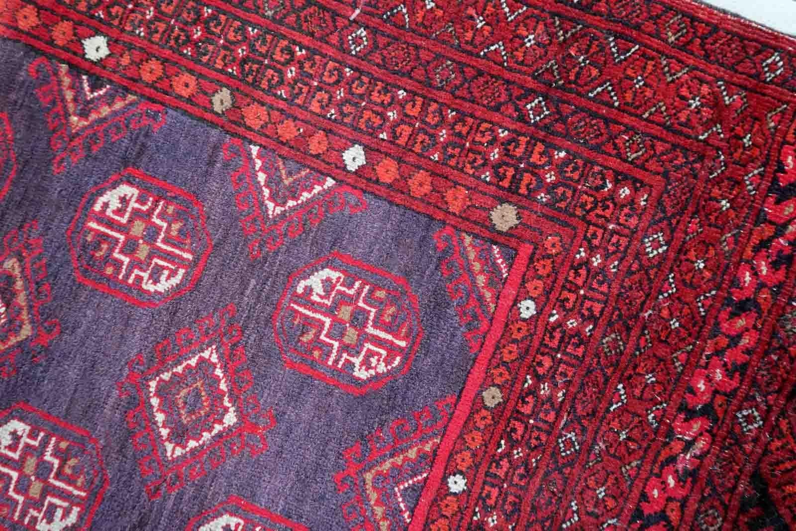 Handmade Afghan Vintage Ersari Rug, 1950s, 1C893 For Sale 3