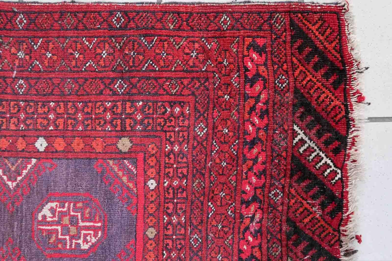 Handmade Afghan Vintage Ersari Rug, 1950s, 1C893 For Sale 4