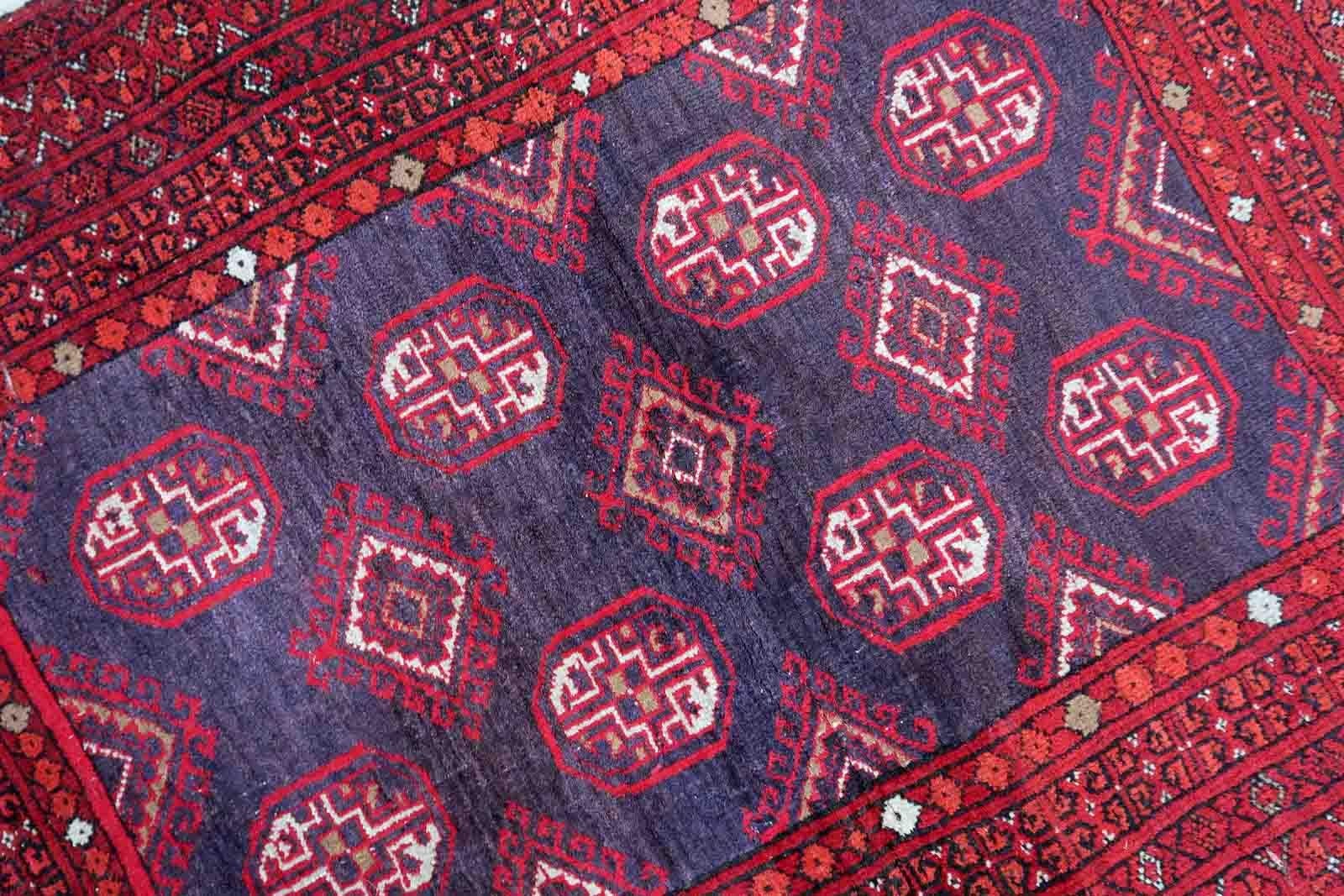 Mid-20th Century Handmade Afghan Vintage Ersari Rug, 1950s, 1C893