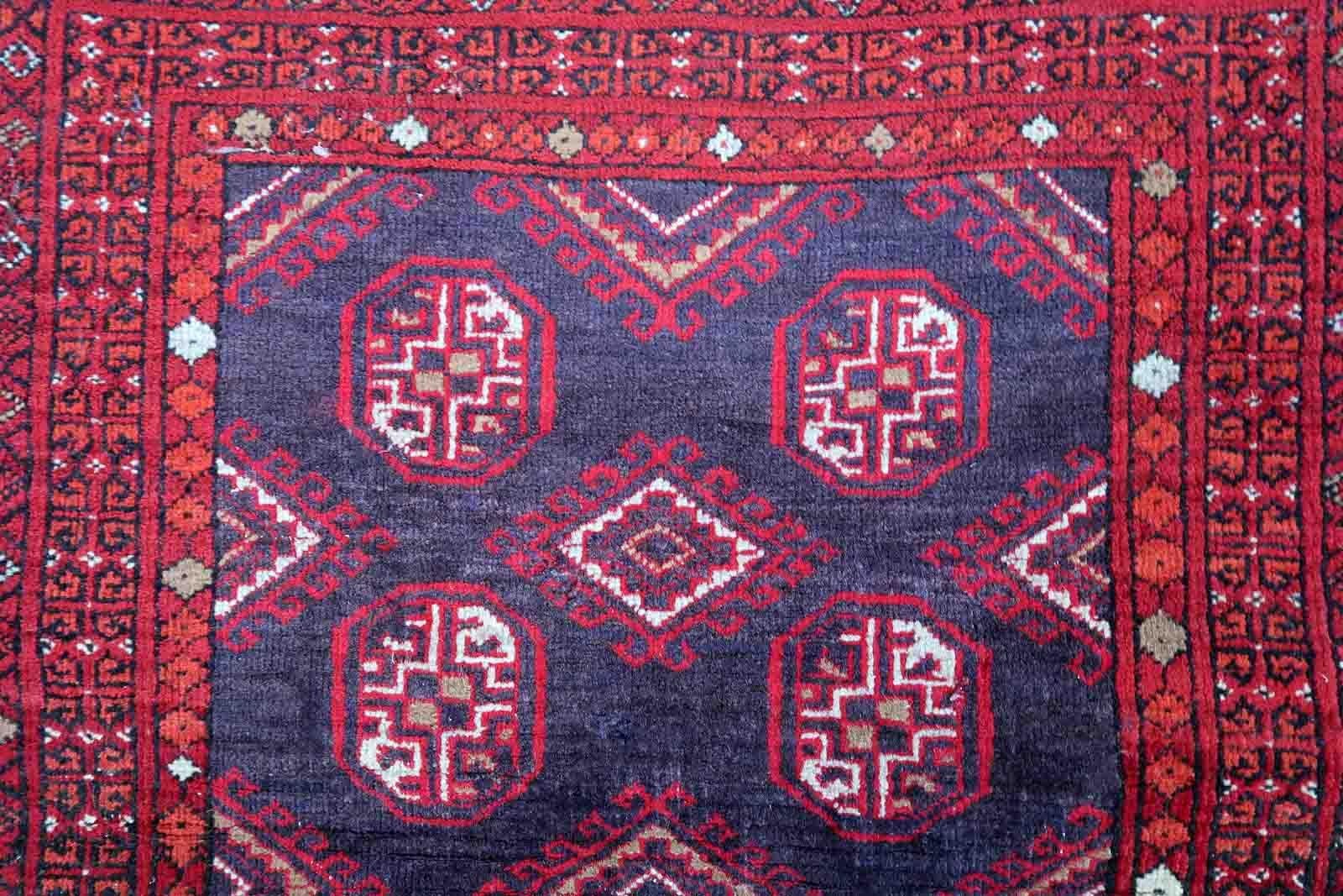 Handmade Afghan Vintage Ersari Rug, 1950s, 1C893 For Sale 1