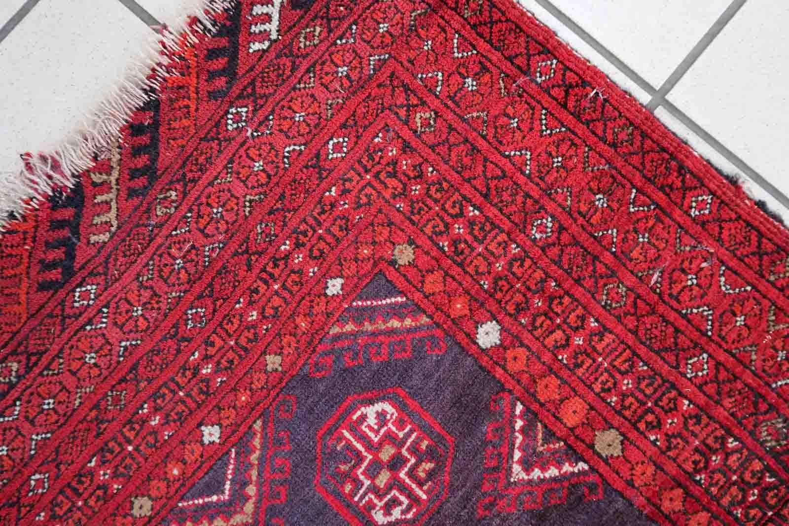 Handmade Afghan Vintage Ersari Rug, 1950s, 1C893 For Sale 2