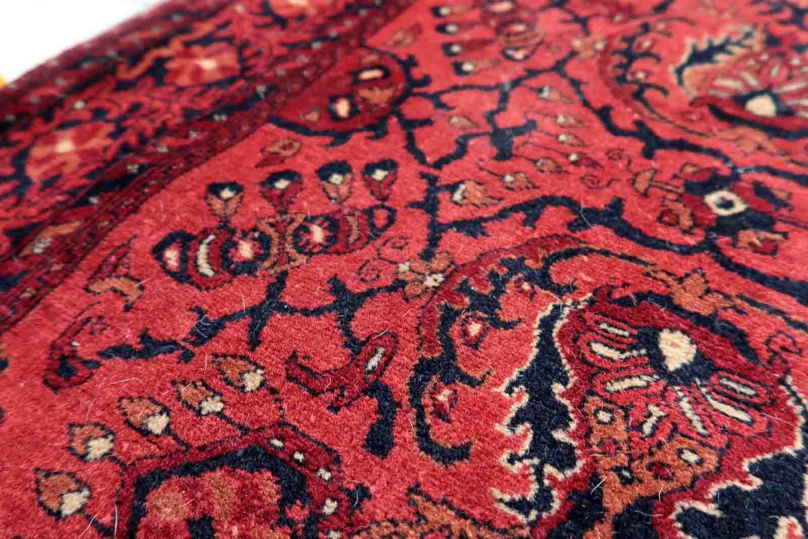 Hand-Knotted Handmade Afghan Vintage Ersari Rug, 1970s, 1C900 For Sale