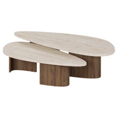 Table basse Agnes en travertin sculpté faite à la main par Nolita Harbour