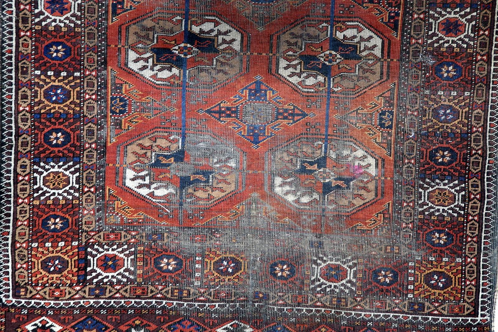 Handmade Aintage Afghan Baluch Rug 1920s, 1C1073 In Good Condition For Sale In Bordeaux, FR