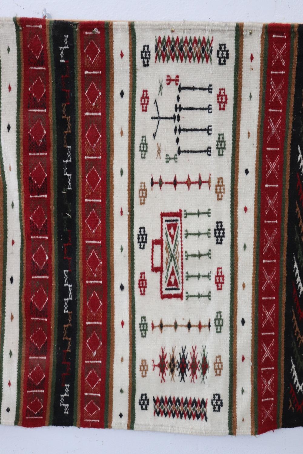 Noué à la main Tapisserie murale ou tapis mural algérien fait main, années 1950