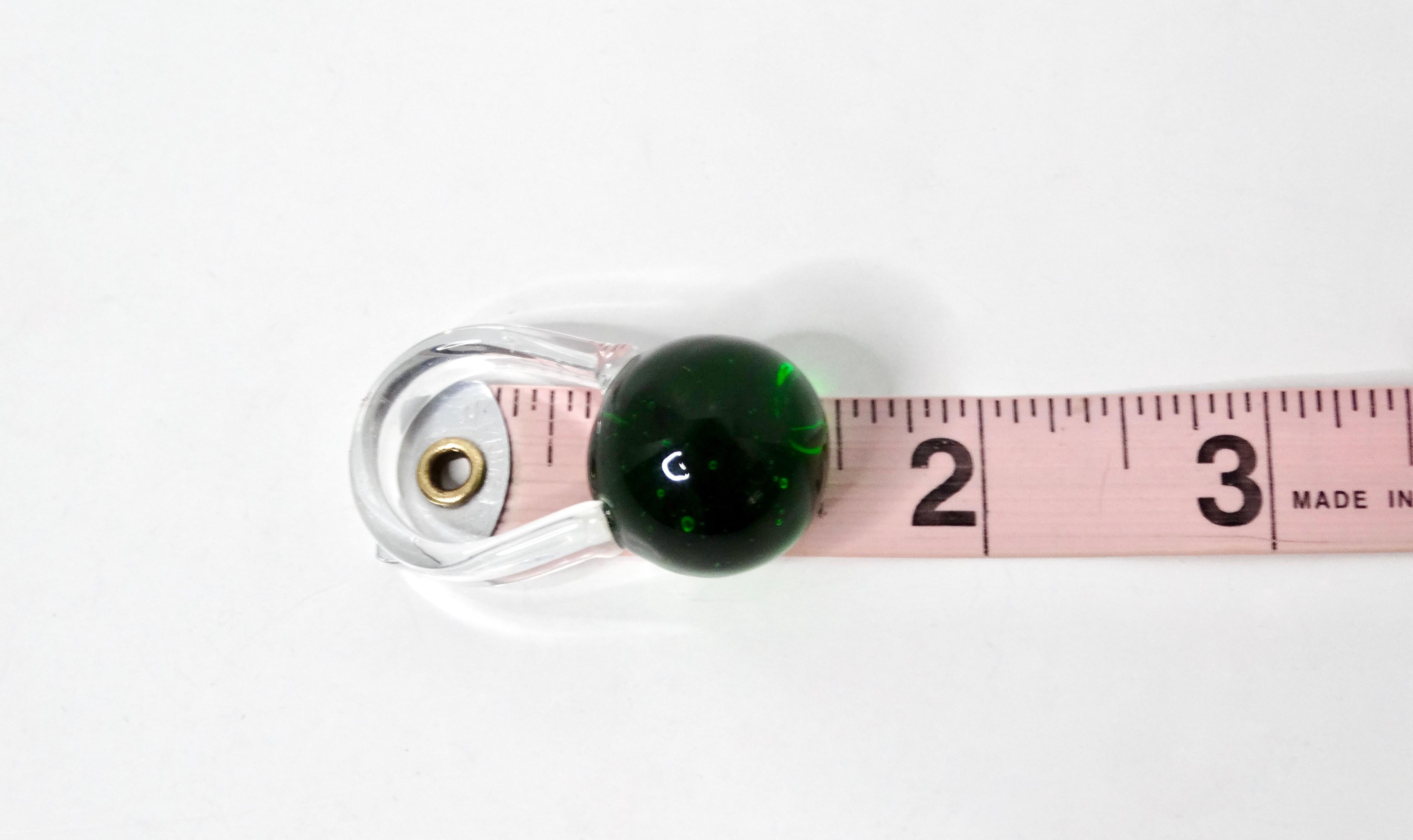 Anillo de moda hecho a mano con una bola verde de cristal en venta 2