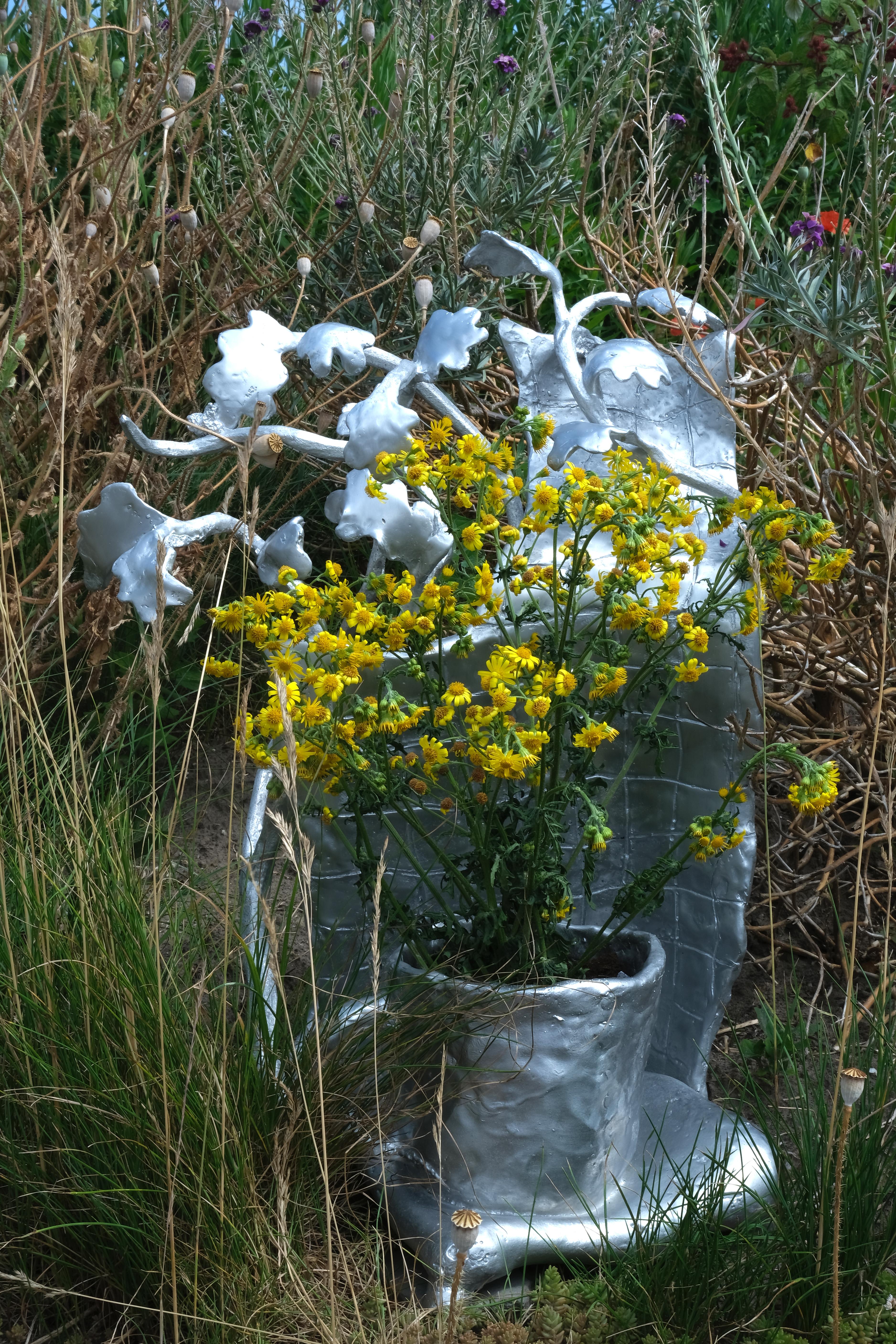 Cast Handmade aluminium cast sculptural planter 