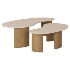 Handmade Amara Coffee Table in Carved Wood with Alpinina by Nolita Harbour