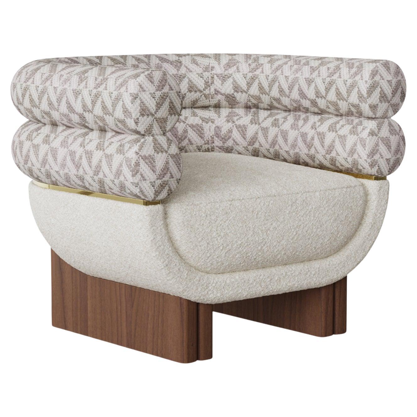 Handmade Amélie Armchair in Bouclé & Polished Brass by Nolita Harbour