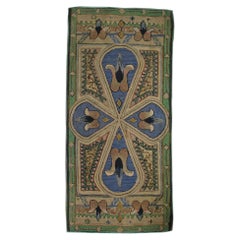 Tapis crocheté Arts & Crafts américain ancien et fait à la main:: années 1900