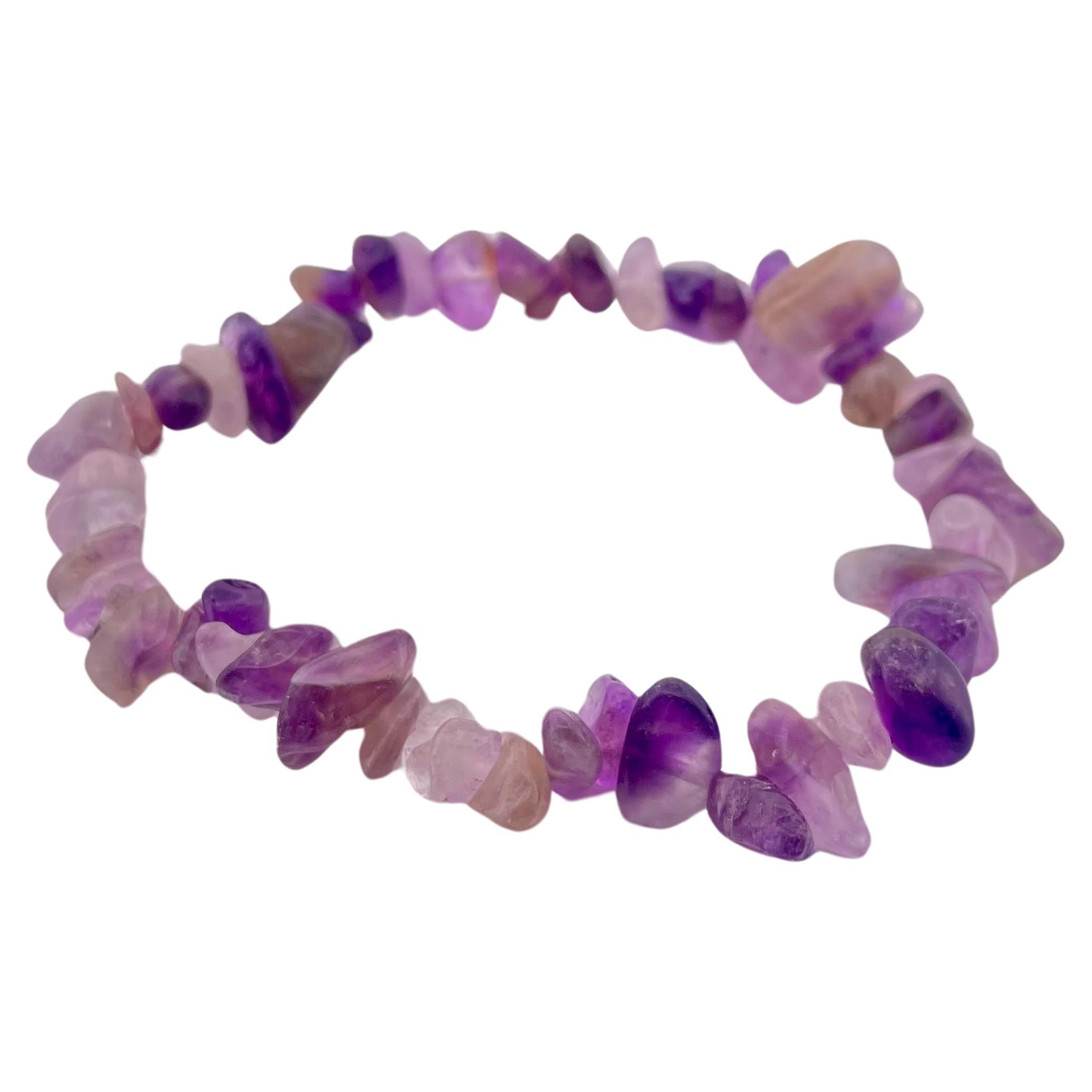 Handmade Amethyst Stone Beaded Free Size Bracelet from Madagascar