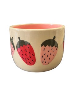 Handmade and Handpainted Strawberry Ceramic Planter Pot