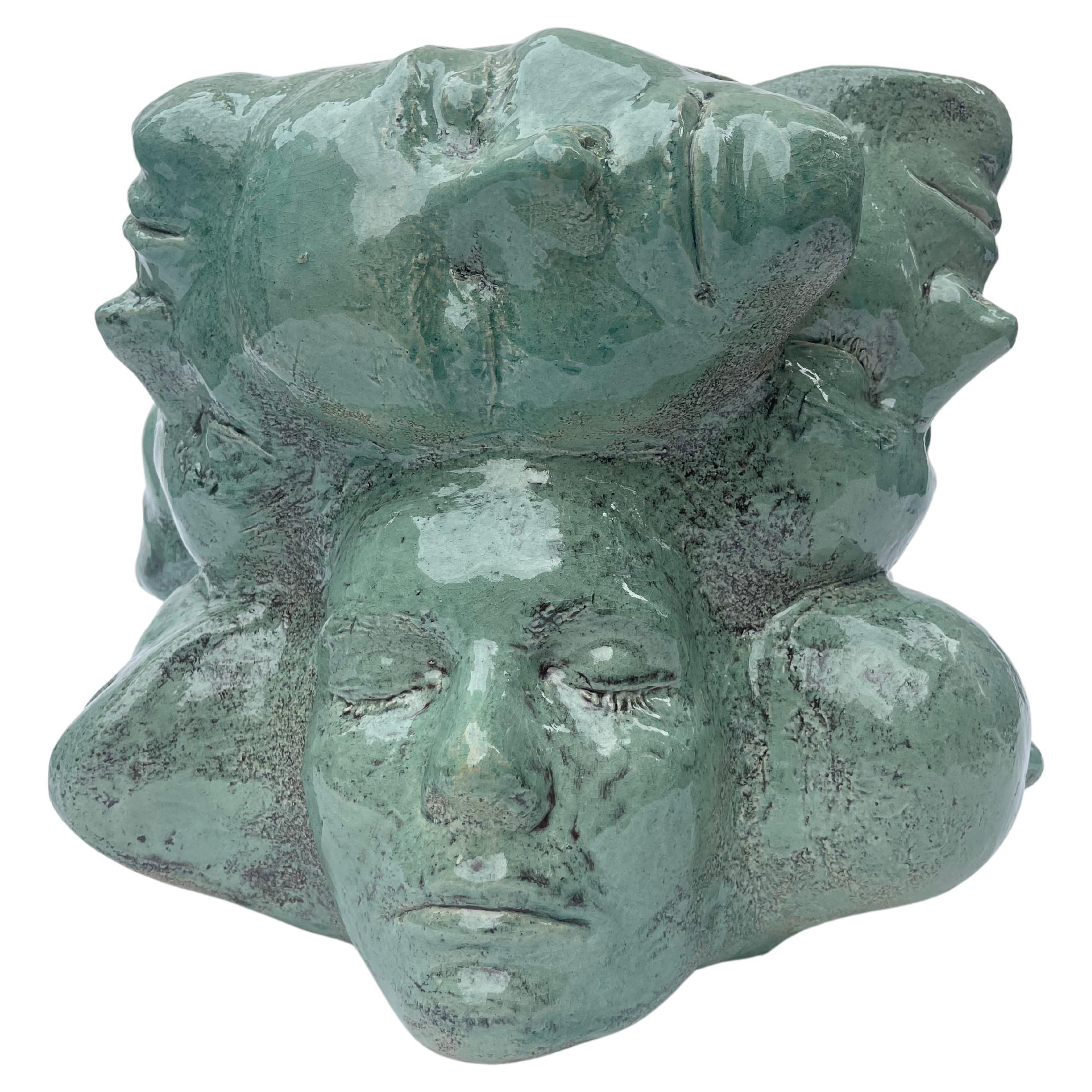 Handmade and unique ceramic vase – in turquoise For Sale