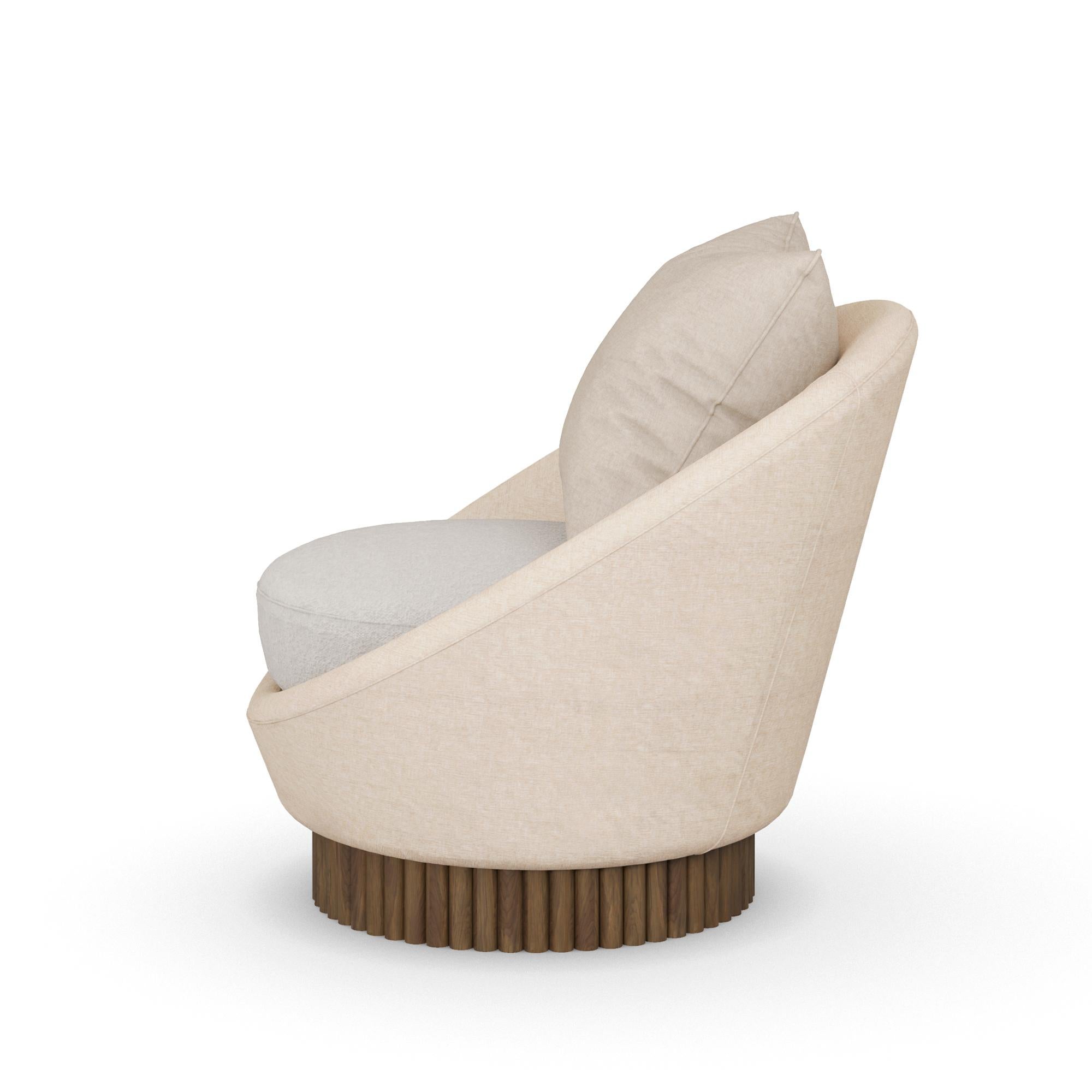 XXIe siècle et contemporain Fauteuil Anki fait à la main avec base en bois côtelé par Nolita Harbour en vente