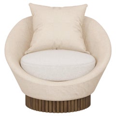 Handmade Anki Armchair in Ribbed Wood Base by Nolita Harbour