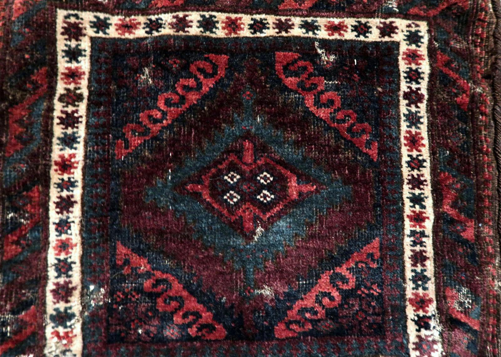 Hand-Knotted Handmade Antique Afghan Baluch Bag, 1880s, 1P31