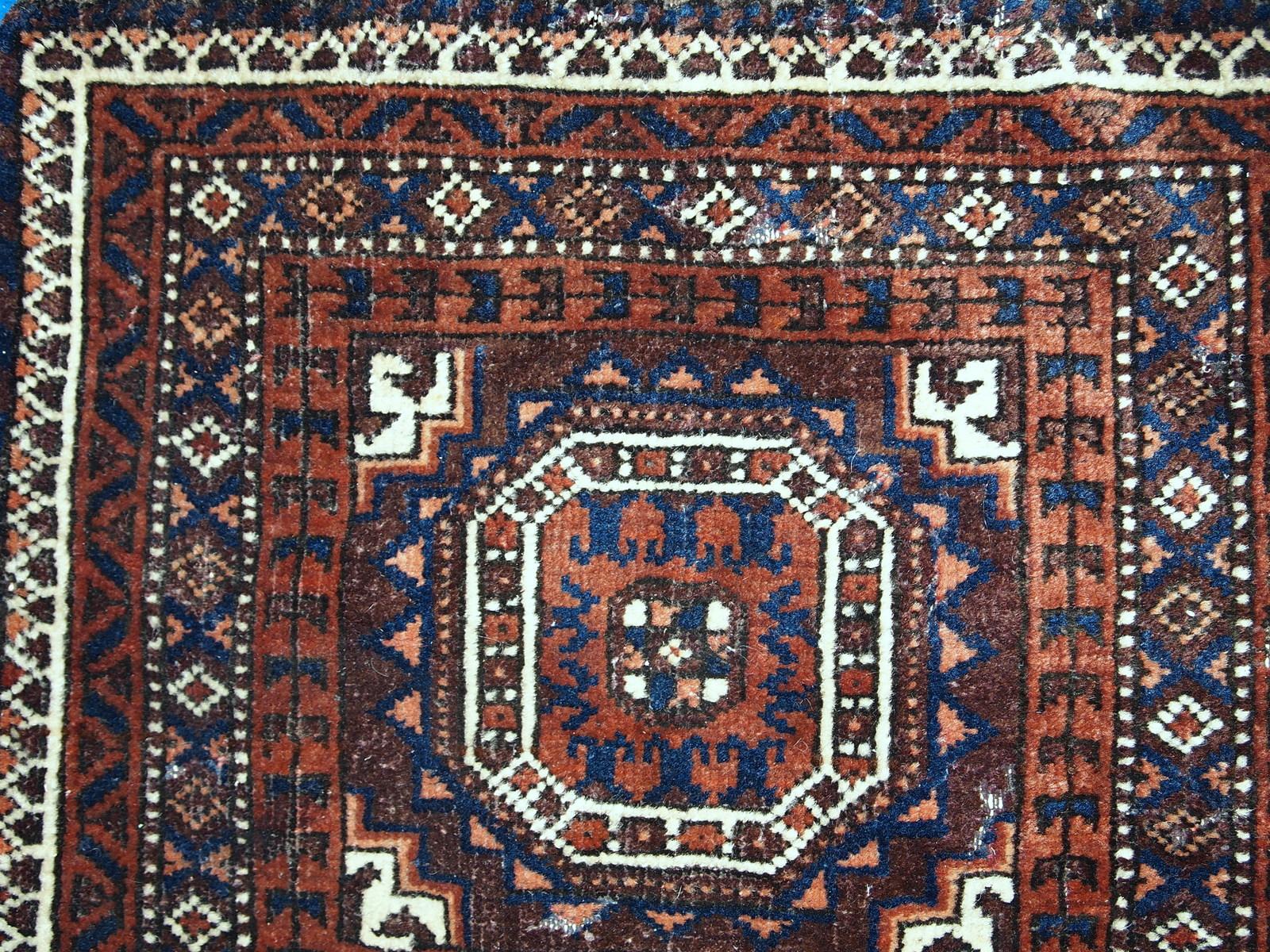 Handmade Antique Afghan Baluch Bag, 1900s, 1C384 For Sale 2